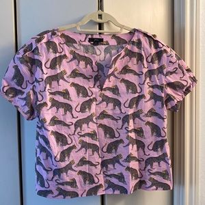 JCrew Leopard print poplin top